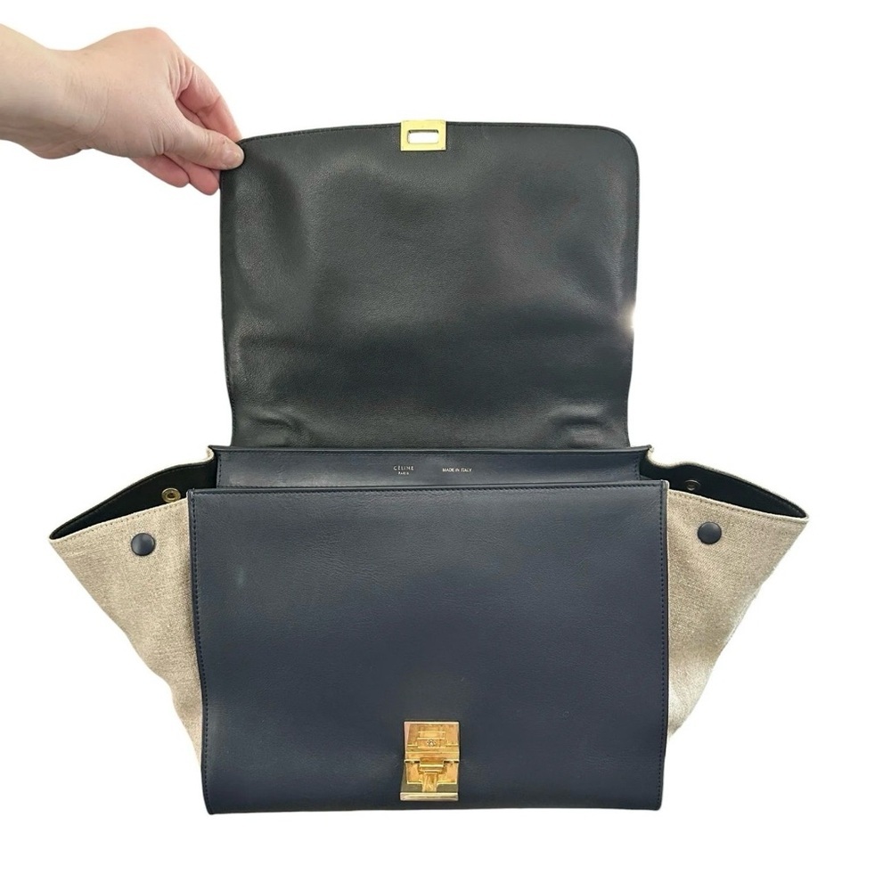 Celine Trapeze Black Navy Blue & Ivory Leather Two Way Bag - Picture 7 of 11